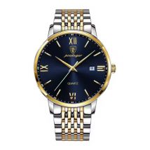 Poedagar Luxe Sport Kwarts Horloge - 3 Bar Waterdicht Lichtgevend Herenhorloge Roestvrij Staal - Goud Blauw