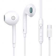 TOPK F20 Oordopjes met Microfoon en Controls - USB Type C Oortjes Volumebeheer Bedrade Oortelefoon - Wit