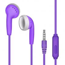 AEVYVKV Oordopjes met Microfoon en Controls - 3.5mm AUX Oortjes - 1,2m kabel - Bedrade Oortelefoon - Paars