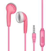 AEVYVKV Oordopjes met Microfoon en Controls - 3.5mm AUX Oortjes - 1,2m kabel - Bedrade Oortelefoon - Roze