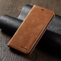 Forwenw iPhone 15 Wallet Flip Case - Portefeuille Cover PU Leer Hoesje - Bruin