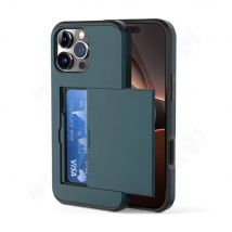 UTHAI Kaarthouder Hoesje voor iPhone 15 Pro Max - Wallet Card Slot Cover Case - Navy Blauw