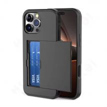 UTHAI Kaarthouder Hoesje voor iPhone 16 Plus - Wallet Card Slot Cover Case - Zwart