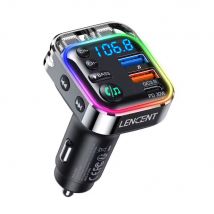 LENCENT USB Autolader met Bluetooth Transmitter - Handsfree Oplader Hi-Fi Muziek Adapter - Zwart
