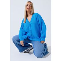 Limited Collection Plus Size Blue Balloon Sleeve Knitted Cardigan Size 14-16