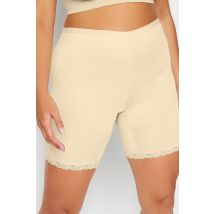 Yours Curve Nude Lace Trim Anti Chafing High Waisted Shorts