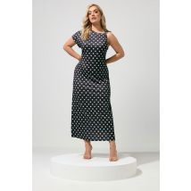 Yours London Plus Size Chocolate Brown Polka Dot Buckle Detail Dress Size 22