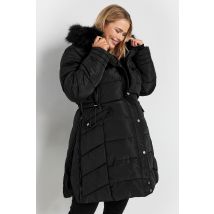 Bump It Up Maternity Curve Black Panelled Puffer Midi Coat