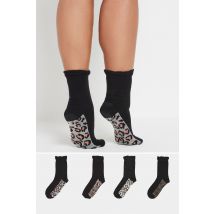 Yours 4 Pack Black Animal Print Footbed Socks