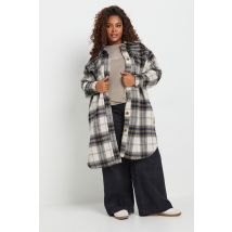Yours Plus Size Blue Check Print Longline Shacket Size 14