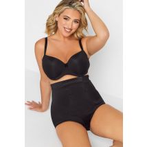 Yours Curve Black Satin Control High Waisted Full Brief