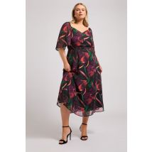 Yours London Curve Black Butterfly Print Midaxi Dress, Women's Curve & Plus Size, Yours London