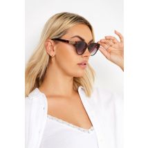 Brown Tortoiseshell Chain Arm Detail Sunglasses
