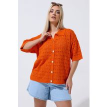 Limited Collection Plus Size Orange Crochet Shirt Size 22-24