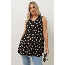 Yours Plus Size Black Textured Spot Swing Vest Top Size 30-32