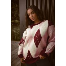 Yours Plus Size Red Argyle Knitted Jumper Size 26-28