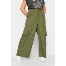 Limited Collection Curve Khaki Green Cargo Wide Leg Trousers, Women's Curve & Plus Size, Limited Collection