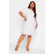 Luxe: Ultimate Embellishment Luxe Plus Size White Sequin Hand Embellished Cape Dress Size 22
