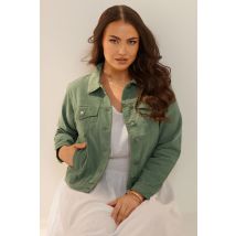 Yours Plus Size Khaki Green Denim Jacket Size 18