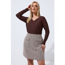 Limited Collection Plus Size Beige Jacquard Mini Skirt Size 14