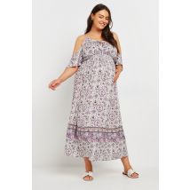 Bump It Up Maternity Curve Ivory White Paisley Print Maxi Dress