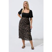 Limited Collection Plus Size Brown Leopard Print Mixed Dress Size 26-28