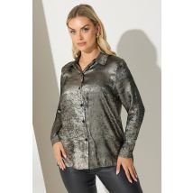 Yours London Plus Size Gold Button Through Metallic Shirt Size 22