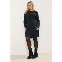 Yours Plus Size Black Ribbed Jumper Dress Size 14-16