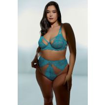 Playful Promises Phoebe Turquoise Blue Lace High Waisted Thong