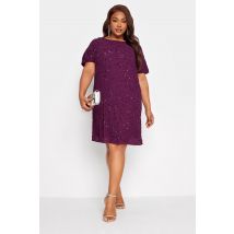 Luxe: Ultimate Embellishment Luxe Plus Size Purple Sequin Hand Embellished Cape Dress Size 24