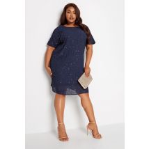 Luxe: Ultimate Embellishment Luxe Plus Size Blue Sequin Hand Embellished Cape Dress Size 30-32
