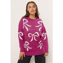 Yours Plus Size Pink Fluffy Bow Knitted Jumper Size 26-28