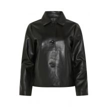 M&Co Black Leather Collard Jacket Size 18