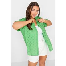 Limited Collection Curve Green Broderie Anglaise Shirt, Women's Curve & Plus Size, Limited Collection