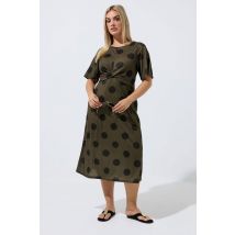 Limited Collection Plus Size Brown Polka Dot Knot Dress Size 16