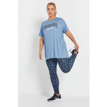 Yours Active Plus Size Blue Leopard Leggings Size 26-28