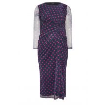 Yours London Plus Size Navy Blue Polka & Pink Dot Knot Dress Size 22
