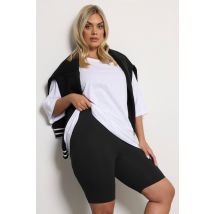 Yours For Good Curve Black Essential Cotton Stretch Cycling Shorts, Women's Curve & Plus Size, Yours For Good