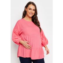 Bump It Up Maternity Plus Size Pink Broderie Top Size 24