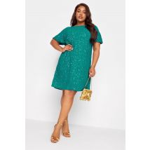 Luxe: Ultimate Embellishment Luxe Plus Size Teal Green Sequin Hand Embellished Cape Dress Size 22