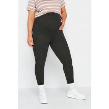 Bump It Up Maternity Plus Size Black Acid Wash Ribbed Leggings Size 10