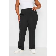 Yours Plus Size Black Pull On Ribbed Bootcut Stretch Trousers Inside Leg Size 28"/71.1Cm, Waist Size 14