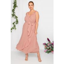 Yours London Curve Pink Ruffle Wrap Dress, Women's Curve & Plus Size, Yours London