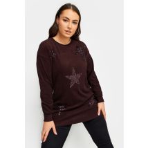 Yours Luxury Capsule Collection Yours Luxury Curve Burgundy Red Star Sequin Sweatshirt Size 30-32