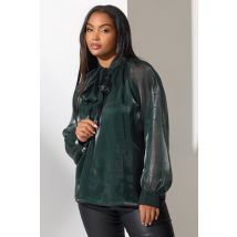 Yours London Plus Size Green Shimmer Bow Organza Blouse Size 22