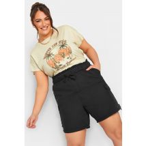 Limited Collection Curve Black Paperbag Cargo Shorts, Women's Curve & Plus Size, Limited Collection