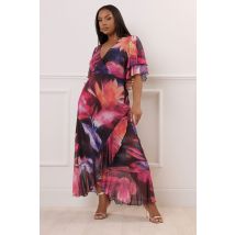 Yours London Plus Size Black Floral Print Wrap Maxi Dress Size 26-28