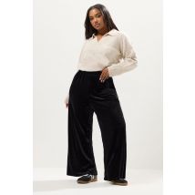 Yours Plus Size Black Velvet Palazzo Trousers Size 26-28
