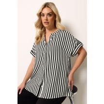 Yours Plus Size Black Stripe Button Up Blouse Size 12