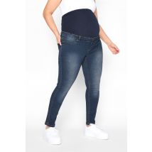 Bump It Up Maternity Blue Skinny Jeans With Comfort Panel & Stretch